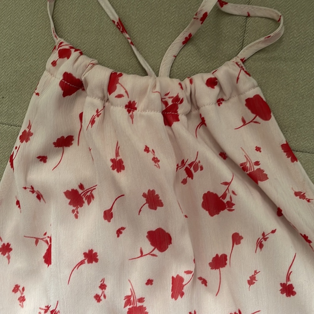 Lush Floral Print Waist Tie Ruffle Back Midi Dress - Picture 6 of 6